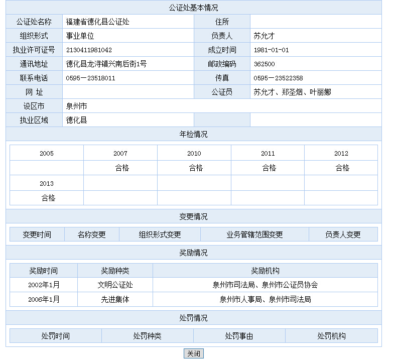 福建省泉州市德化县公证处