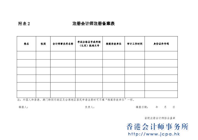 注冊會計師注冊備案表 注冊會計師注冊備案表